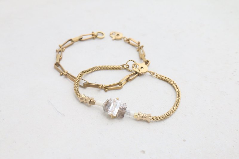 Hair crystal natural stone brass bracelet 0976 - two full beauty - Bracelets - Gemstone Black