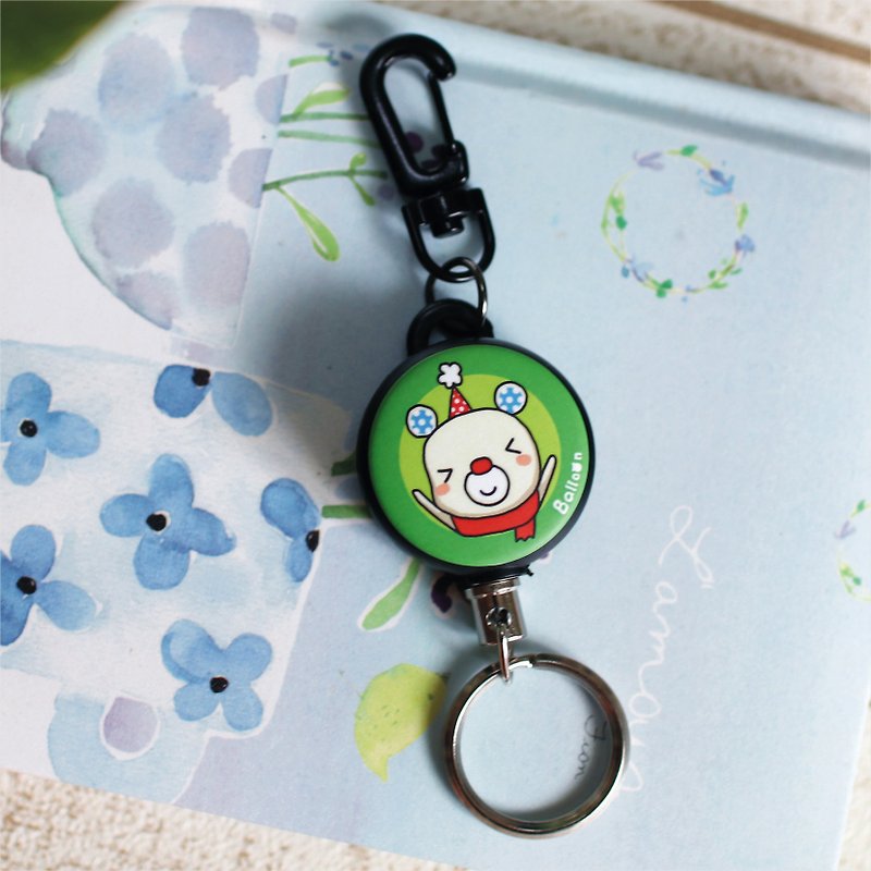 "Balloon" Retractable Keychain Ring Big Animal Series-Baby Bear - Keychains - Other Metals Red