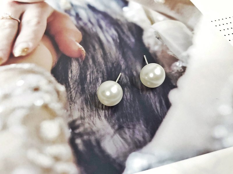 //泡泡糖// 純銀 施華洛世奇 水晶珍珠 耳環 可改夾式 - 耳環/耳夾 - 珍珠 白色