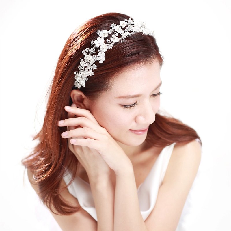 最も純粋なHOMEダイヤモンドパール刺繍女神飾りヘアバンド（二環）PT16002 |結婚式。既婚。結婚式の宝石類の選択|フランスのファッションの手作りのブライダル頭飾り。ヘアアクセサリー。結婚式のギフトのガールフレンドのための最良の選択 - ヘアアクセサリー - 宝石 