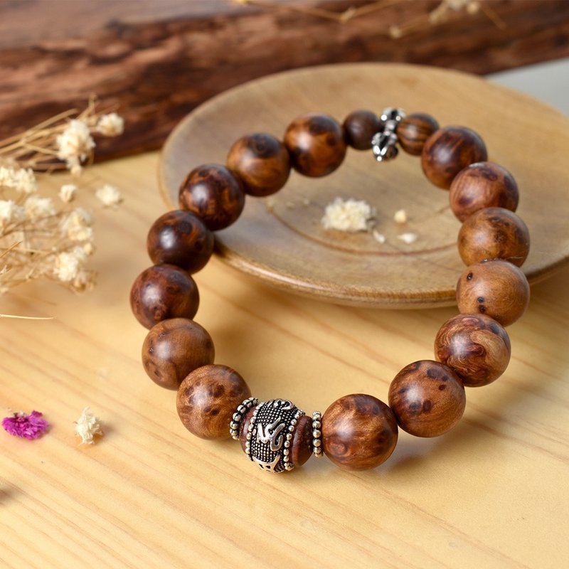 CYPRESS Xiao Nan tumor flower wooden safety bracelet - สร้อยข้อมือ - ไม้ สีนำ้ตาล