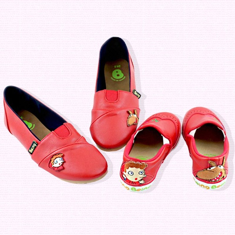 Comfortable shoes for parents - Red Little Red Riding Hood Wolf - Kids' Shoes - Genuine Leather Red