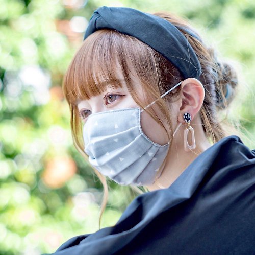Temariya 日本製布口罩專門店 手工立體口罩 可洗滌 日本製純棉二重紗布 三角形 灰色 成人