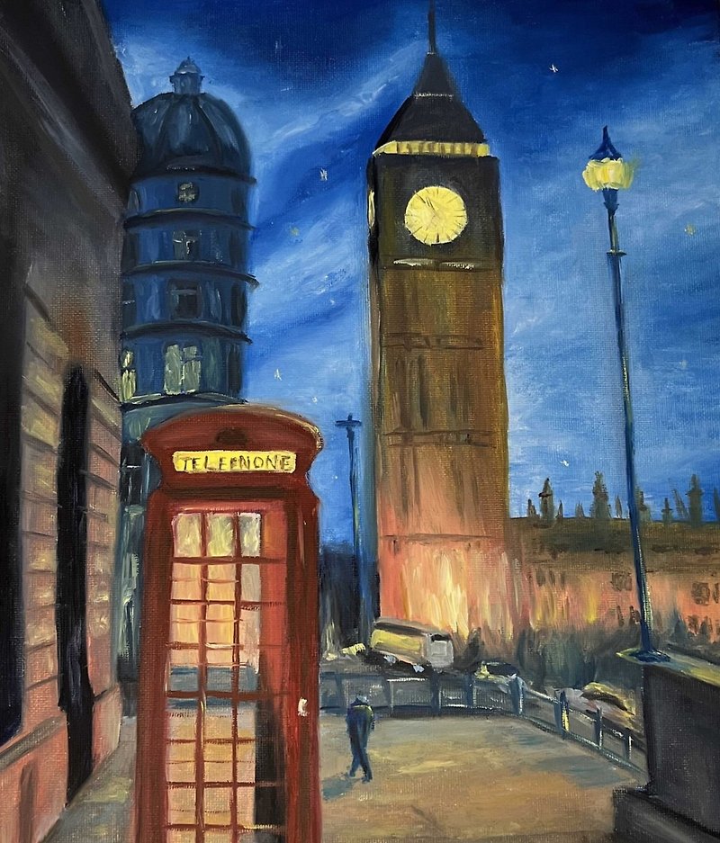 London cityscape painting home decor Wall Art - Wall Décor - Other Materials Blue