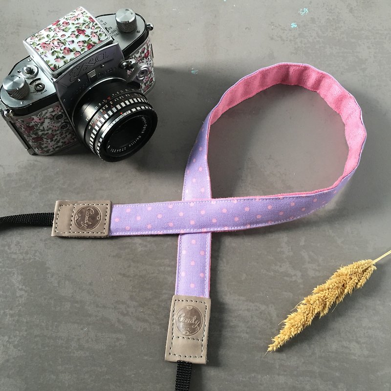 Purple Polkadot Mirrorless camera Strap - Cameras - Cotton & Hemp Purple