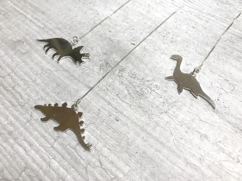 Exclusive orders. Dinosaur silhouette necklace in sterling silver. Stegosaurus. 925 sterling silver. sterling silver - Necklaces - Sterling Silver Silver