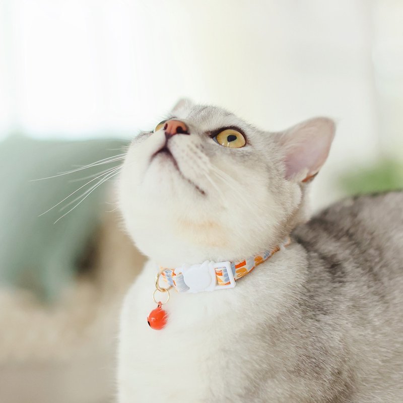 Custom Made/Safety Buckle/Cotton Comfort/With Bell | Cat Collar - Tulip Pawsholic Claw Fan - ปลอกคอ - ผ้าฝ้าย/ผ้าลินิน 