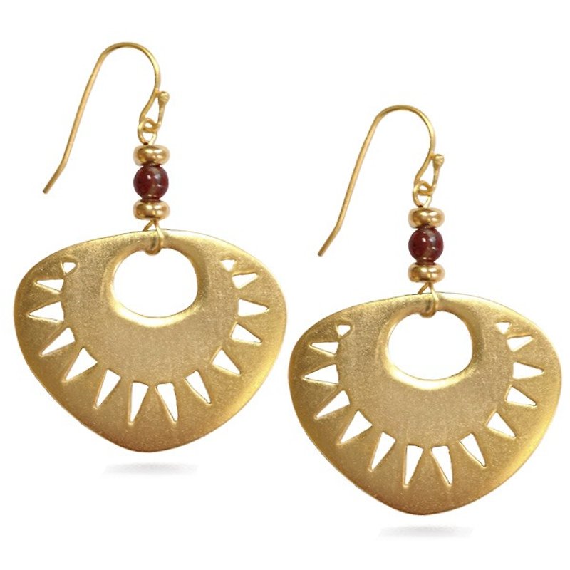 Pre-Columbian sunburst earrings - ต่างหู - โลหะ สีทอง