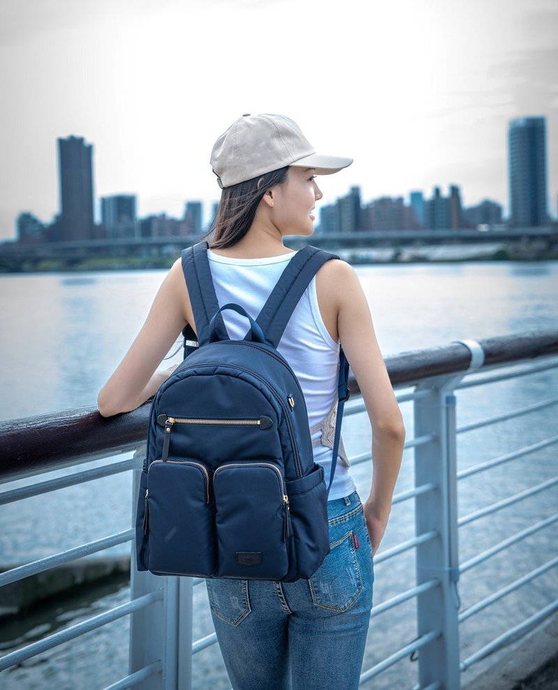 City Roaming Backpack (Midnight Blue)_Front and rear double layers for good storage_Can hold 13.5-inch laptop - กระเป๋าแล็ปท็อป - ไนลอน สีน้ำเงิน