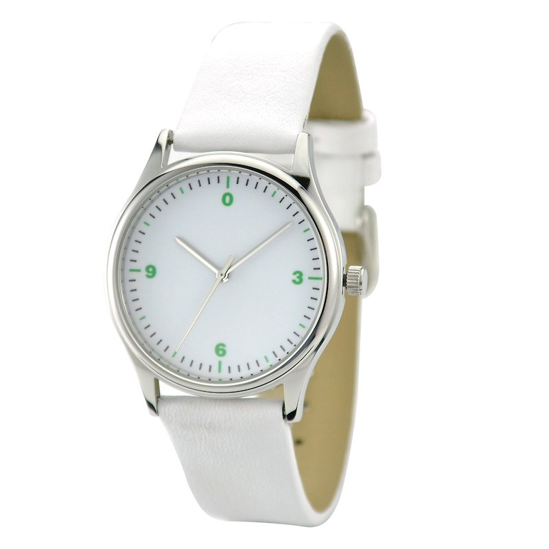 簡單數字手錶 綠色 全球免運 - 女裝錶 - 其他金屬 白色
