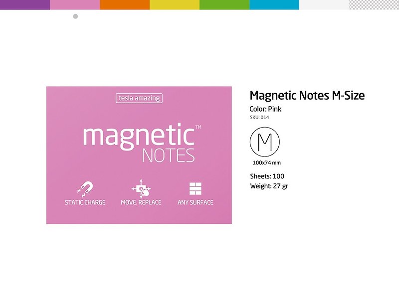 /Tesla Amazing/ Magnetic Notes 磁力便利貼 M-Size 粉紅 - 貼紙 - 紙 粉紅色