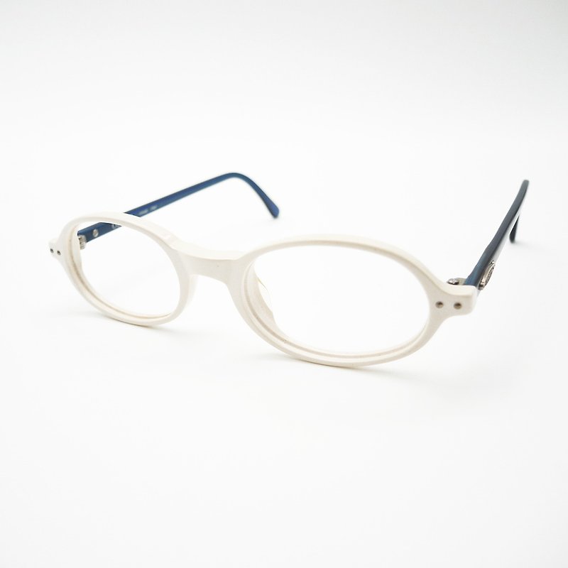 Monroe Optical Shop / 90 small semi-circular handmade sheet glasses frame no.A07 vintage - Glasses & Frames - Other Materials White