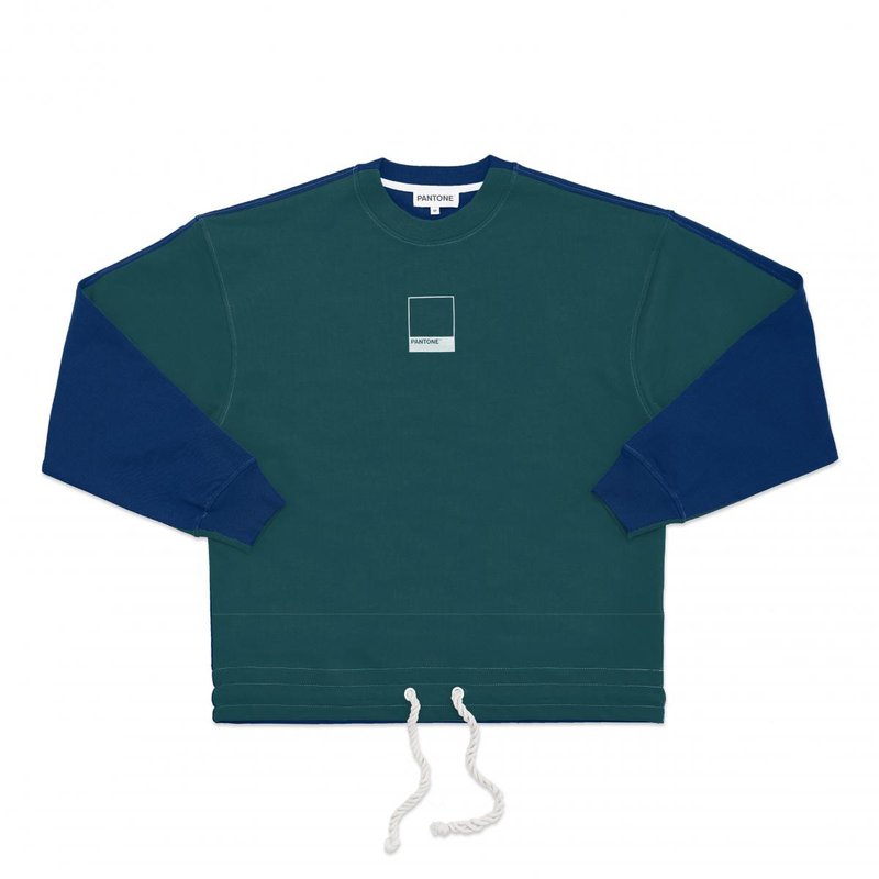 FunMix Collection Relaxed Fit Sweatshirt - Premium Cotton (Dark Green/Dark Blue) - เสื้อฮู้ด - ผ้าฝ้าย/ผ้าลินิน หลากหลายสี