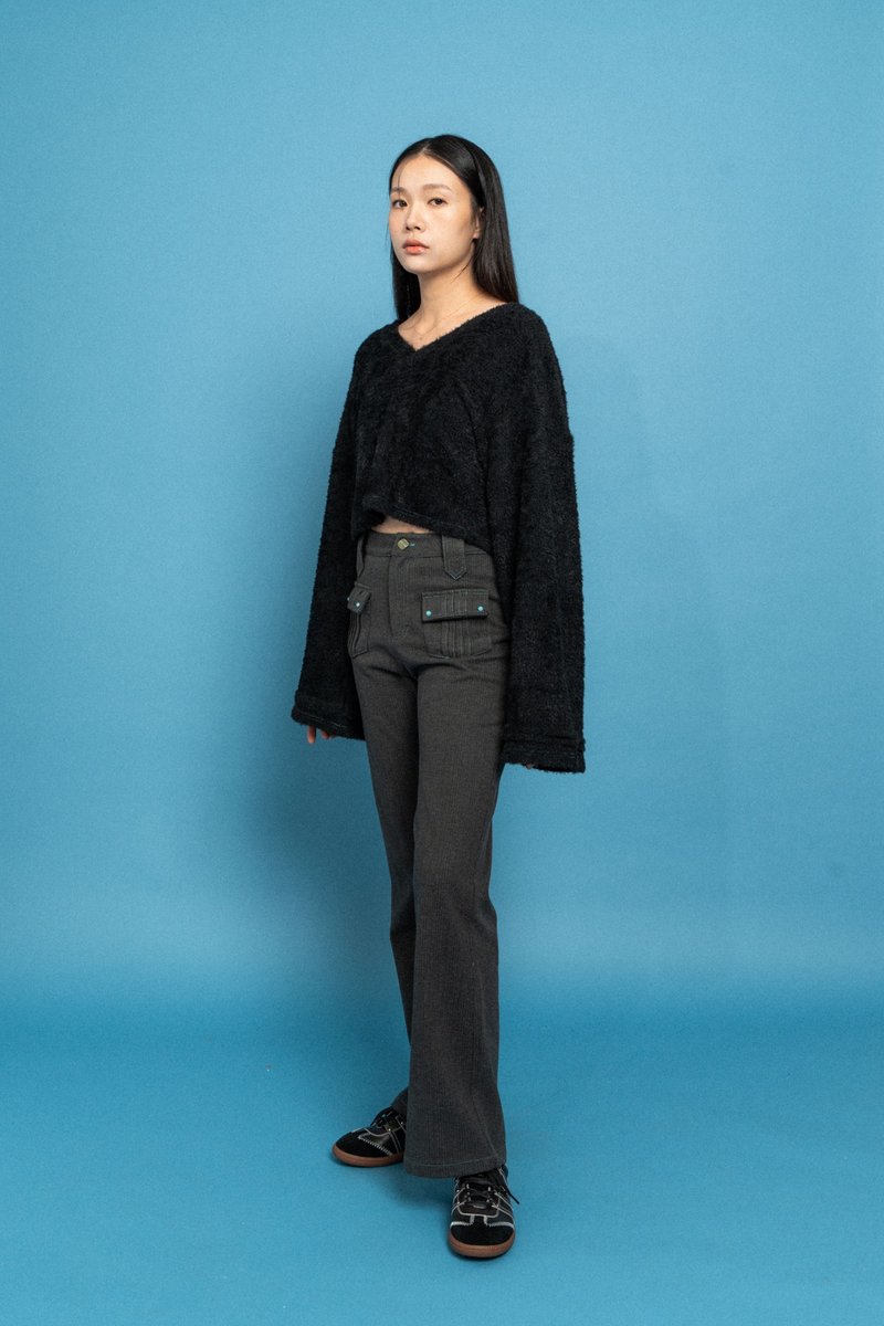 黑色長袖針織衫 Stretch Long sleeve Jumper - 女毛衣/針織衫 - 其他材質 黑色