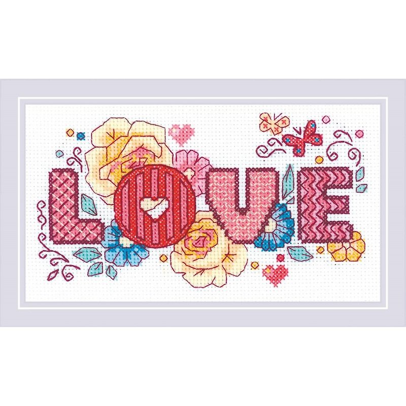 RIOLIS Cross Stitch Kit - LOVE - Knitting, Embroidery, Felted Wool & Sewing - Other Materials 