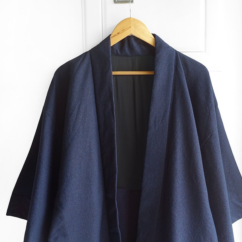 │Slowly│Japanese antique-light kimono long coat P14│ vintage.vintage.vintage.literary. - เสื้อแจ็คเก็ต - วัสดุอื่นๆ สีน้ำเงิน