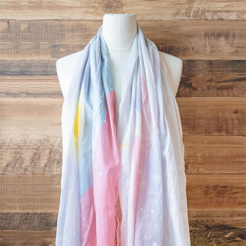 [Small flaws special offer] New refurbished/[Zhongshan-Sunrise] pure cotton scarf 68×170 cm - Knit Scarves & Wraps - Cotton & Hemp Pink