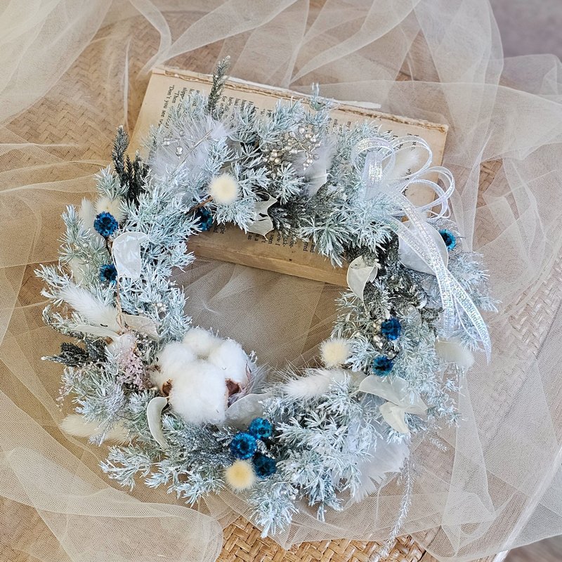 雪白色系永生聖誕花圈 20公分 現貨 永生花 不凋落 快速出貨 - 擺飾/家飾品 - 植物．花 白色