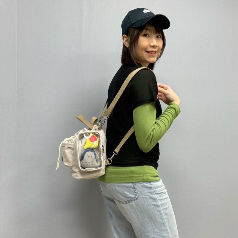 【DOUGHNUT】6.5吋 防潑水 小水桶包 曬娃包 痛包-石色 TLU - 索繩袋/束口袋 - 尼龍 白色