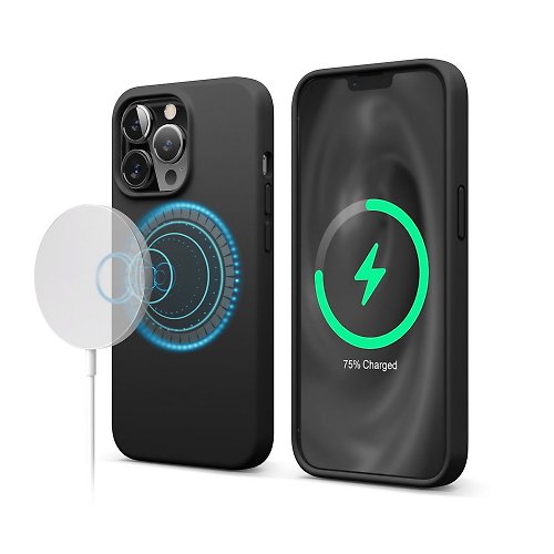 elago創意美學 iPhone 13 Pro MagSafe 超適握感矽膠保護殼-黑