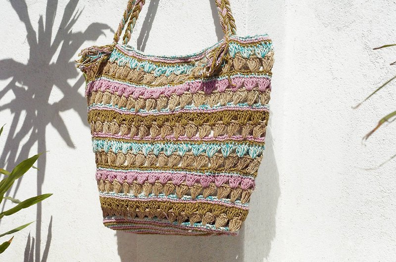 Valentine's Day Knitted Cotton Knitted Cotton Knit Wrapping Bag / Shoulder Bag / Shoulder Bag / Shoulder Bag / Woven Bag / Cotton Bags / Bags & - Clutch Bags - Cotton & Hemp Multicolor