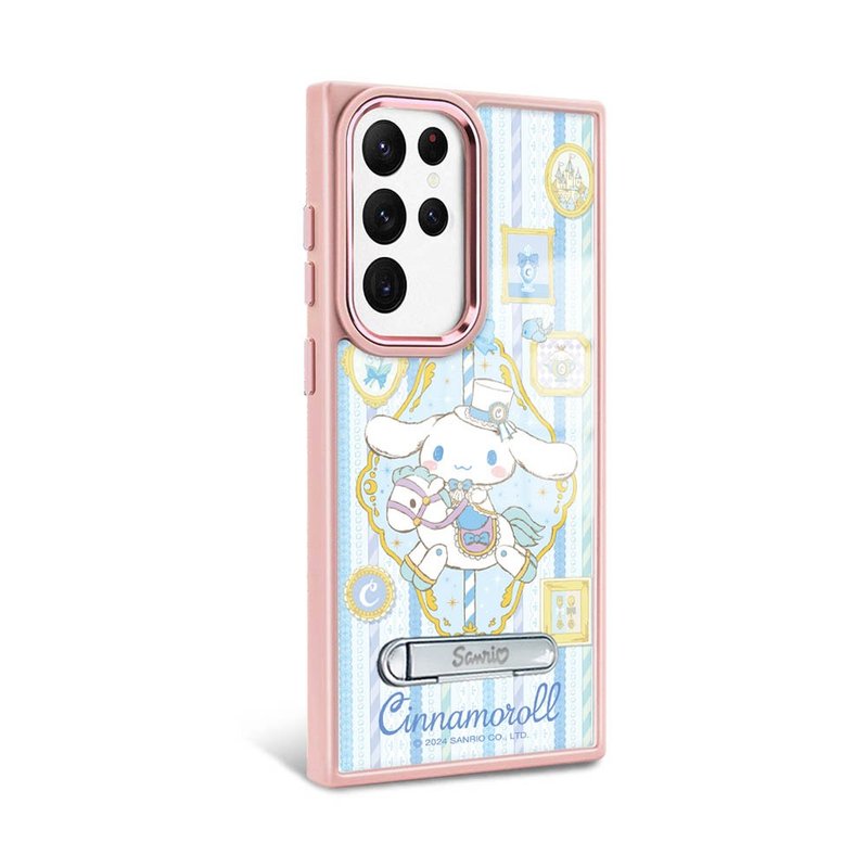 Sanrio S24/S23 series military standard anti-fall aluminum alloy lens frame stand-classic big-eared dog-pink frame - Phone Cases - Other Materials Multicolor