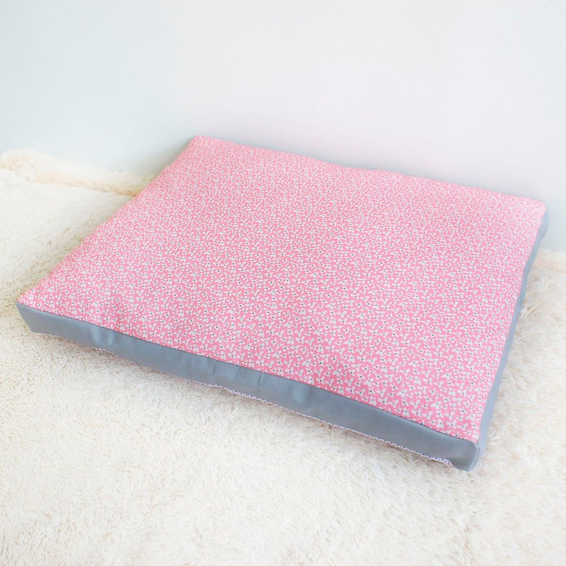 可拆洗。粉桔小花朵睡墊 寵物睡墊 - 寵物床墊/床褥 - 棉．麻 粉紅色