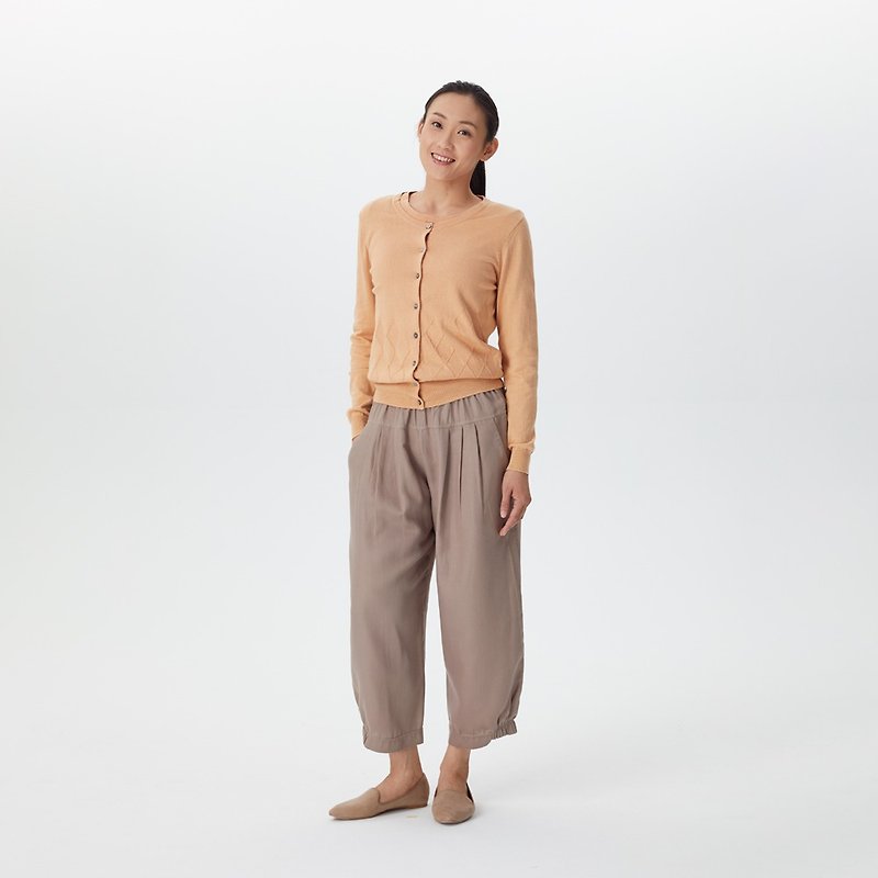 Organic Cotton Knitted Cardigan Jacket-Warm Orange - เสื้อแจ็คเก็ต - ผ้าฝ้าย/ผ้าลินิน สีส้ม