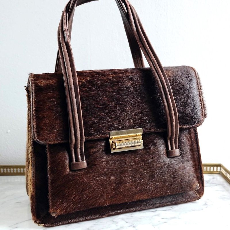 French Vintage European Antelope Leather Bag - Handbags & Totes - Genuine Leather Brown