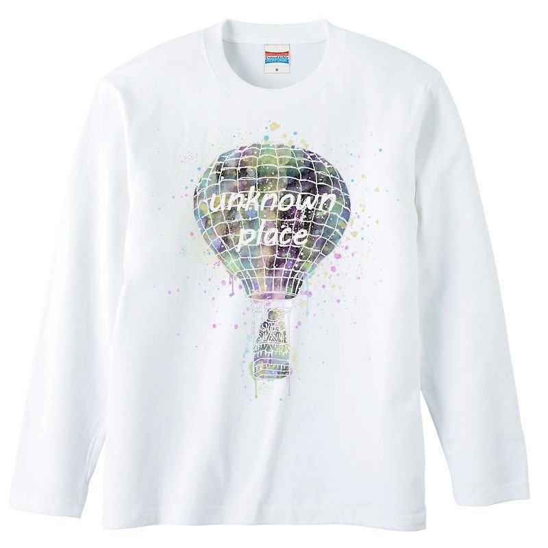 ロングスリーブTシャツ / Space balloon - 男 T 恤 - 棉．麻 白色