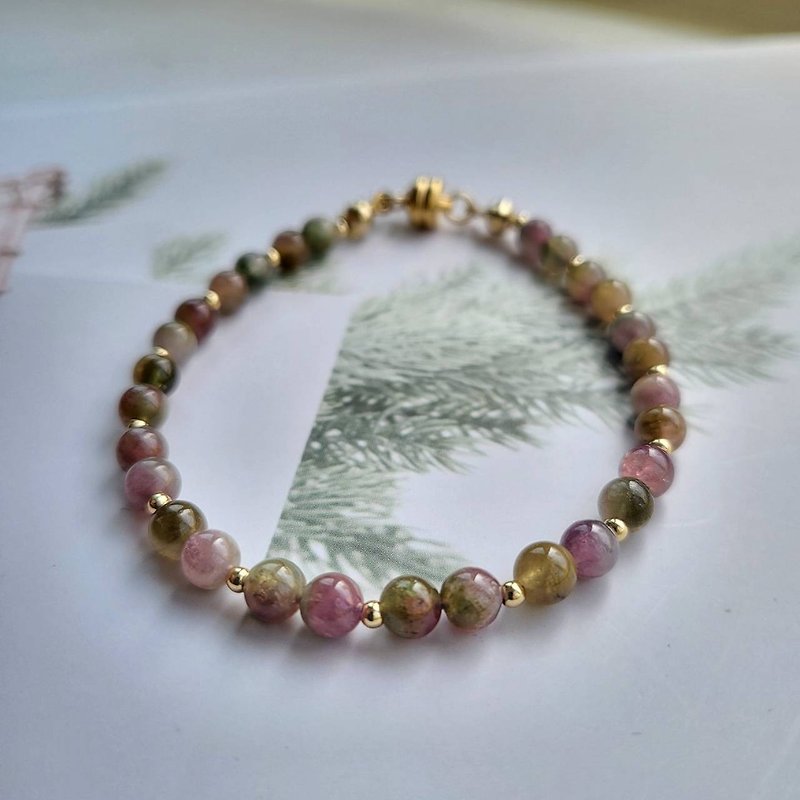 To attract wealth and bring blessings to noble people~Rainbow Elf/Watermelon Tourmaline Bracelet - สร้อยข้อมือ - คริสตัล 