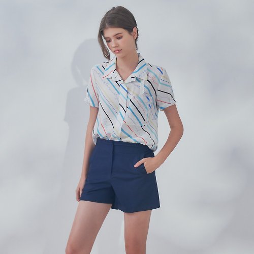 MEDUSA LADY 【MEDUSA】水藍斜紋涼感短袖襯衫 (M-2L) | 女短袖上衣 涼感上衣