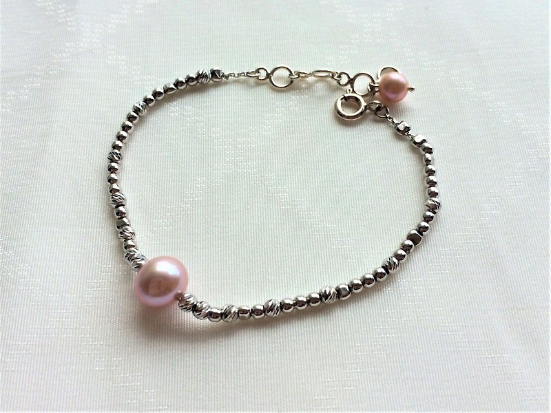 100% own design 925 sterling silver pink freshwater pearl bracelet - Bracelets - Pearl Pink