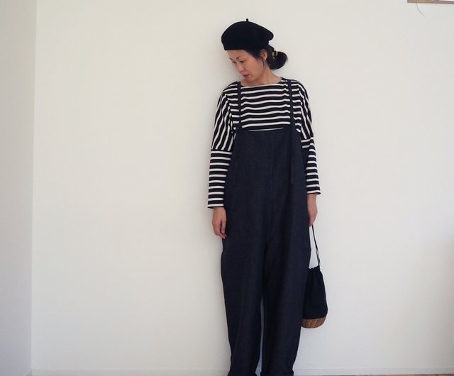 Linen canvas Salopette BLACK - ショップ pongee オーバーオール - Pinkoi