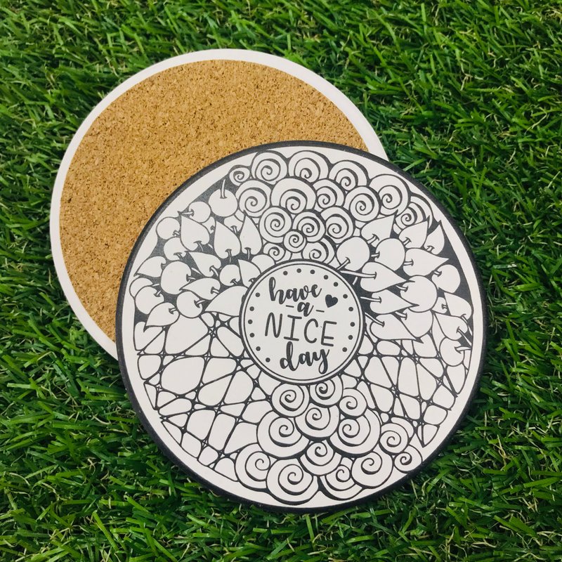 Zentangle Pattern Water absorption Insulated coaster - ที่รองแก้ว - ดินเหนียว 