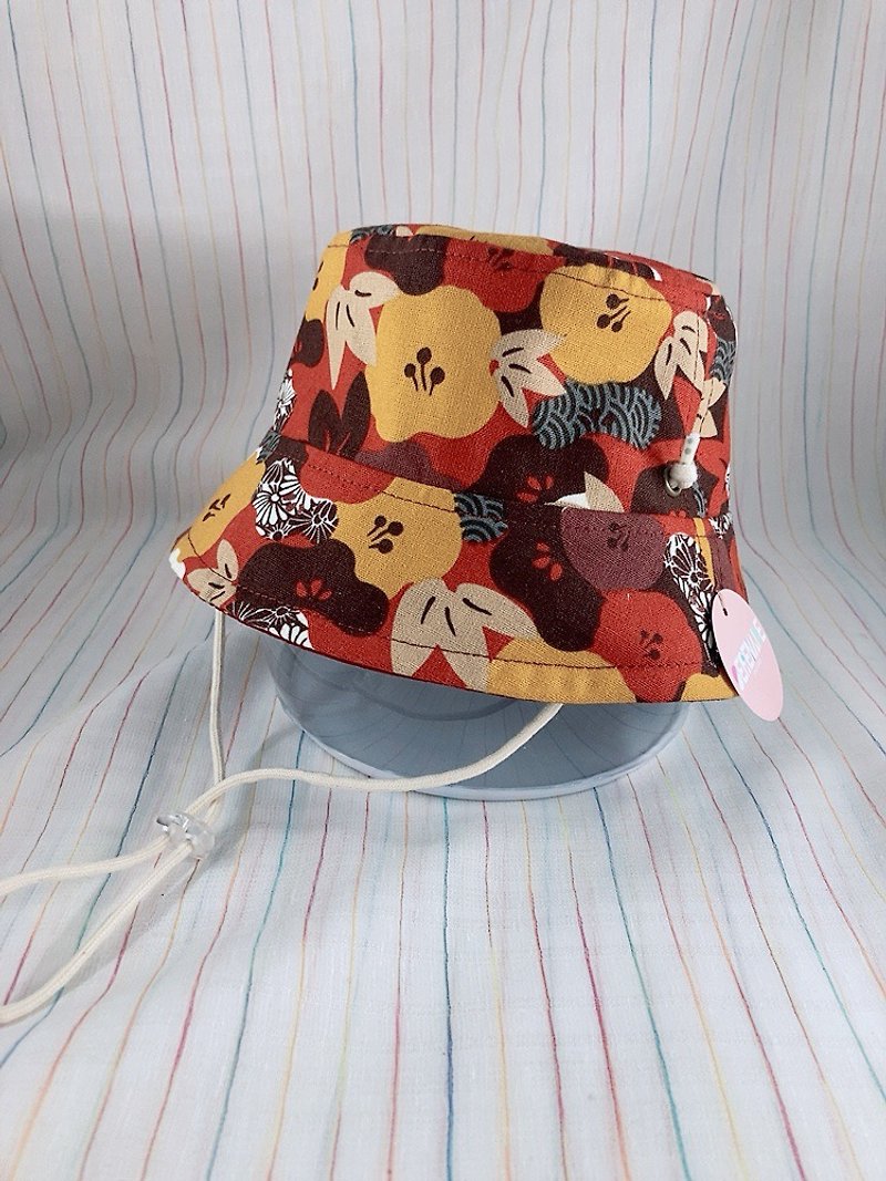 寶寶遮陽帽 漁夫帽 親子帽 彌月禮盒 雙面帽 - 嬰兒帽子/髮帶 - 棉．麻 紅色