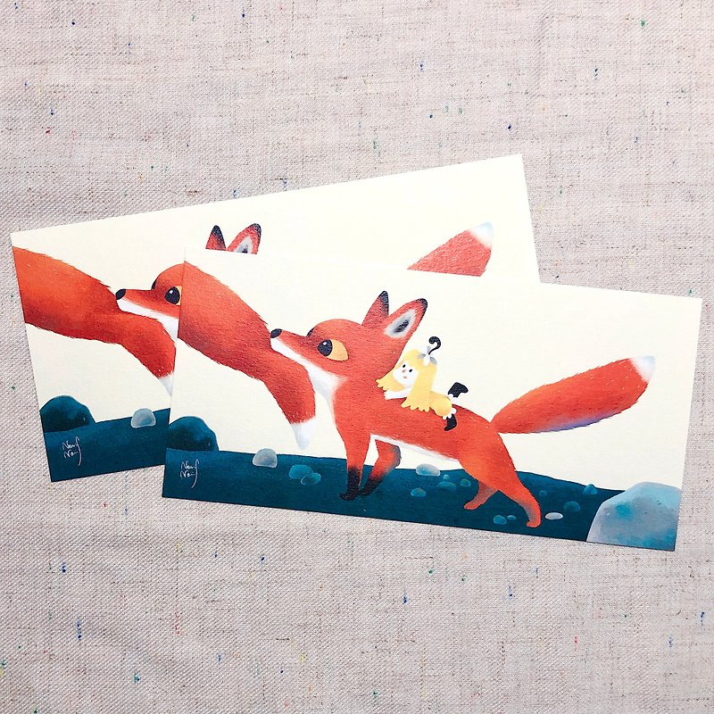 小雛菊與狐狸可可 明信片 - 心意卡/卡片 - 紙 紅色