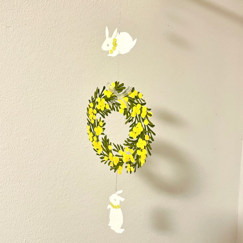 Mimosa wreath and rabbit mobile - อื่นๆ - กระดาษ สีเหลือง