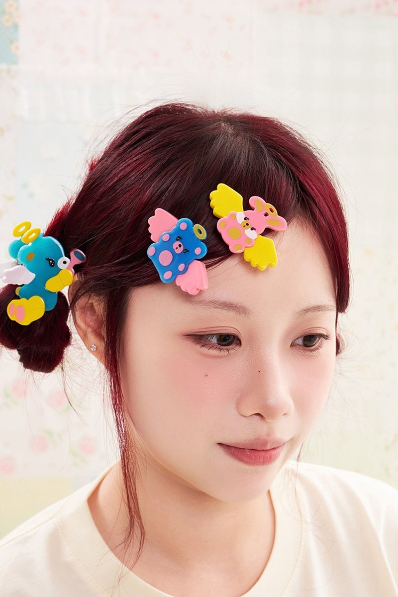 動物天使髮夾 發飾頭飾夾子可愛彩色配飾少女 - 髮夾/髮圈 - 其他材質 多色