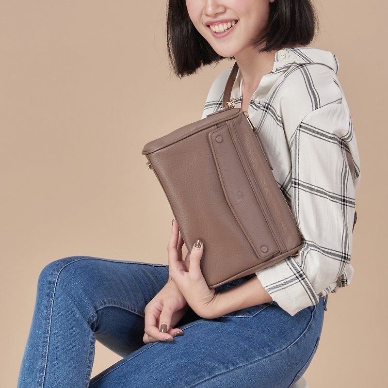 Grace : Crossbody bag, Warm taupe bag, everyday bag - Handbags & Totes - Genuine Leather Brown