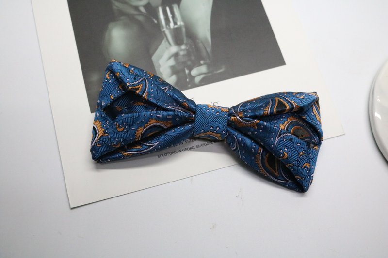 Blue Paisley Silk folding series bow tie / unique design bow tie - Ties & Tie Clips - Silk Multicolor