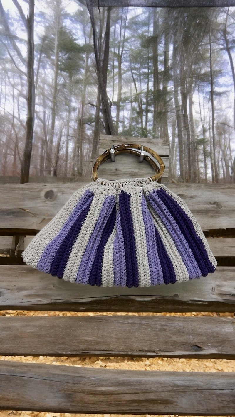 手工鈎織手拿包 - 手拿包 - 棉．麻 紫色