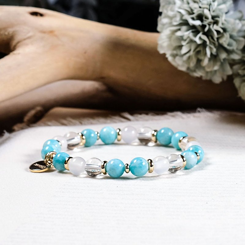 Stone white agate white crystal bracelet natural ore - สร้อยข้อมือ - หยก สีน้ำเงิน