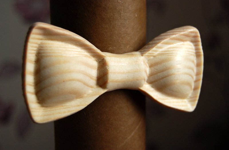 3D Wooden Bow Tie UnPainted Style Bowtie Design Personalized with Name Engraved - Bow Ties & Ascots - Wood White