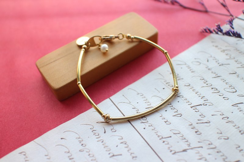 Stay with me-Brass bracelet - Bracelets - Copper & Brass Gold