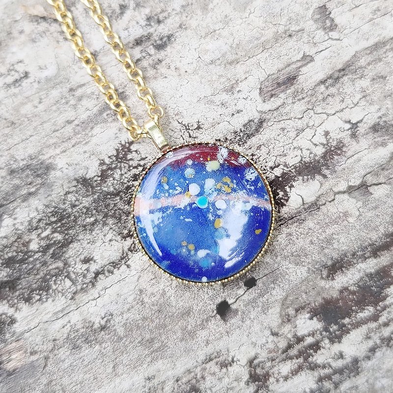 Mini Picture Frame-Enamel Picture Necklace-Galaxy/ Bronze - Necklaces - Other Metals Multicolor