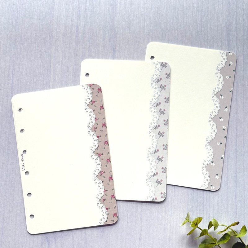 【Pinkoi先行販売】ミニ６(６穴) レースと花柄のリフィル　12枚入り - 筆記本/手帳 - 紙 