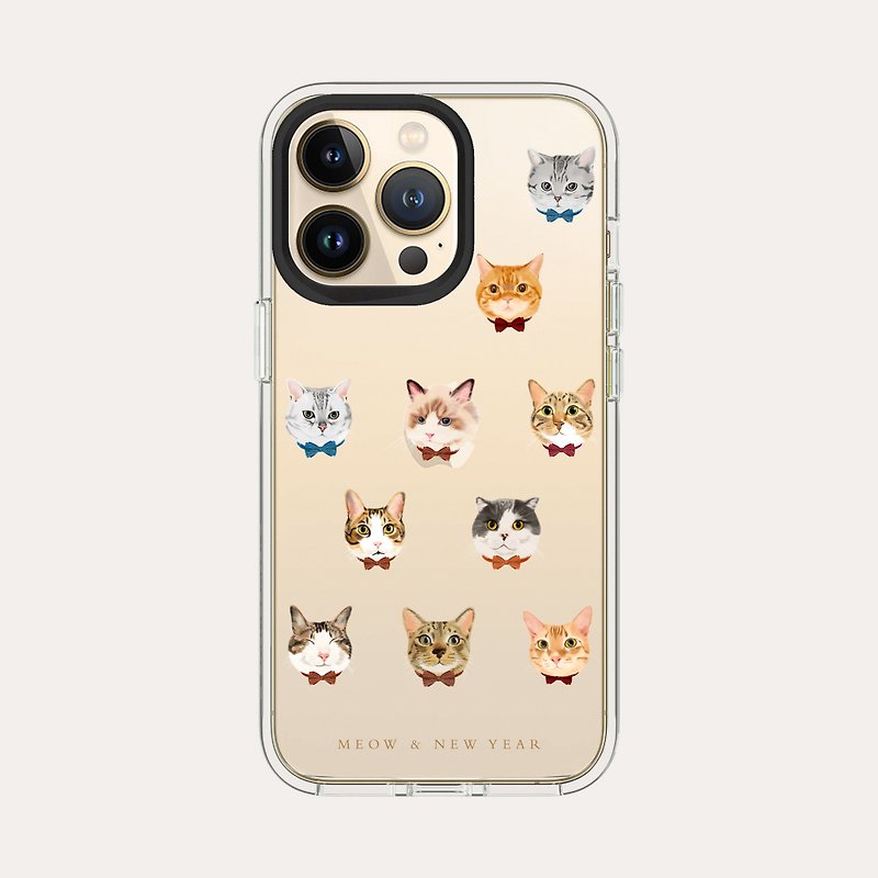 There is a cat every year [Meow Meow Meow] Rhino Shield Clear anti-yellowing transparent anti-fall mobile phone case - Phone Cases - Plastic Multicolor
