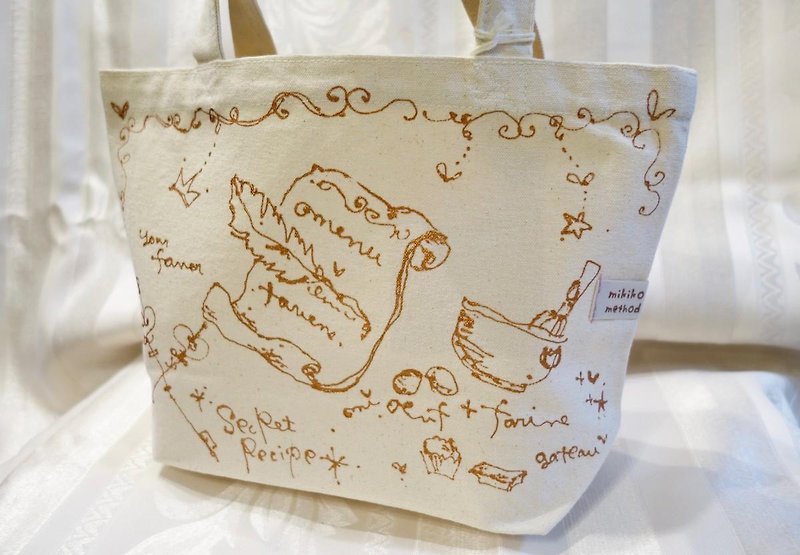 Direct drawing tote bag (secret recipe W) - Handbags & Totes - Cotton & Hemp 