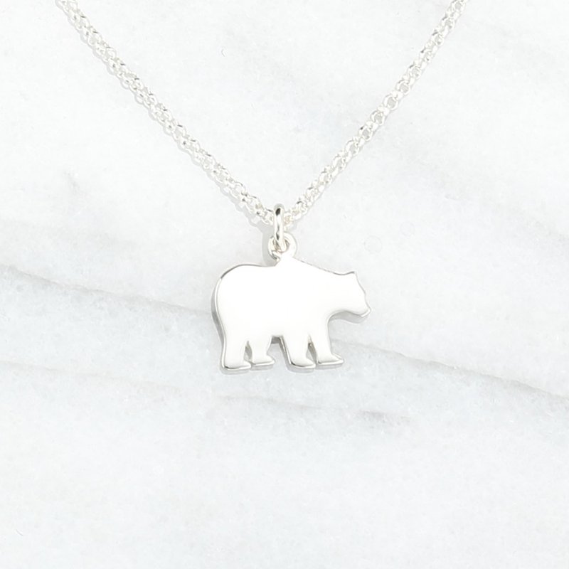 【Angel & Me】Large Cute Polar Bear North Pole s925 sterling silver necklace gift - สร้อยคอ - เงินแท้ สีเงิน